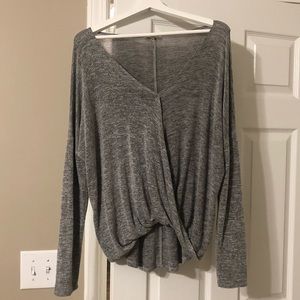 Gray V-neck top